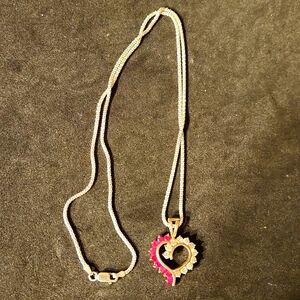 Sterling & Sapphire Heart With Chain